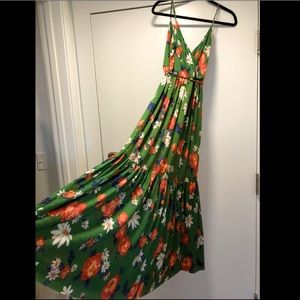 Zara Green Floral Print Maxi Dress